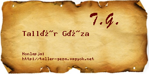 Tallér Géza névjegykártya